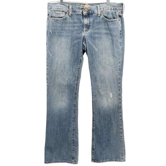 Old Navy Denim - Y2K Old Navy Bootcut Jeans Womens 12 Long Blue Distressed Ultra Low Waist Denim